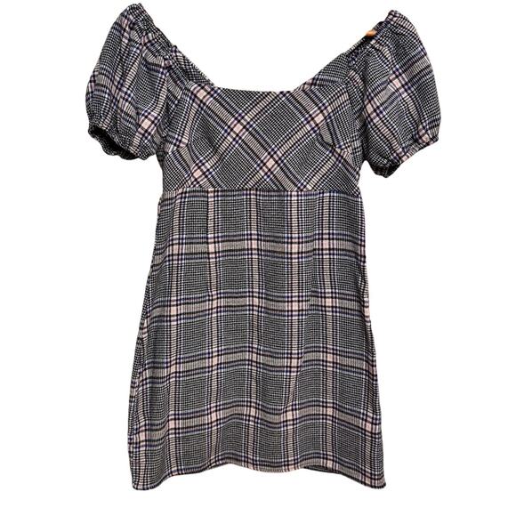 Altar'd State Dresses & Skirts - Altar'd State Plaid Puff Sleeve Mini Dress S Cottagecore Babydoll Style Peasant